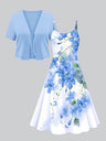 Two-piece V-neck Slip Dress With Digital Print